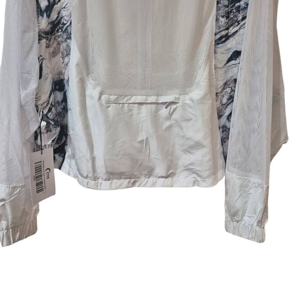 ZYIA Active Windbreaker Jacket Womens White Marble Mesh Back Packable Zip NEW NW - Picture 12 of 15